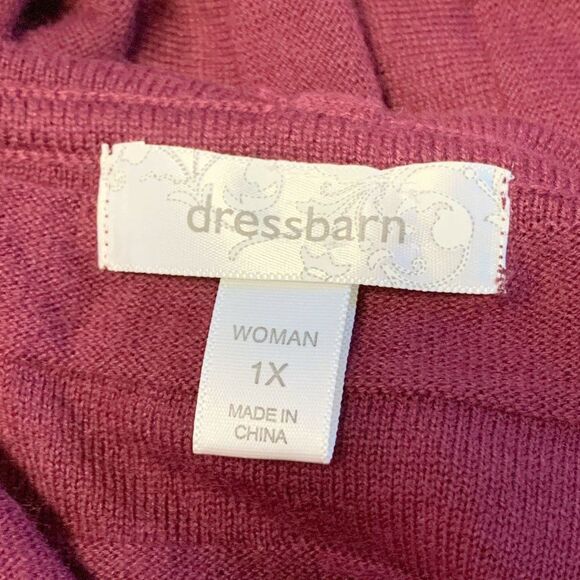 Long Sleeve Cranberry  Western Lagenlook Open Front Hooded Cardigan Plus Size 1X - Picture 5 of 5